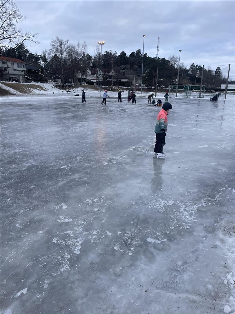 Barn som går på skøyter. - Klikk for stort bilde