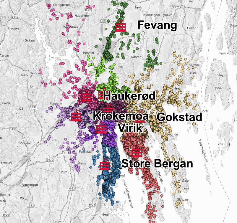 Alternativ 5A Ny skole Nybyen/ Jotun og Gokstad - Klikk for stort bilde
